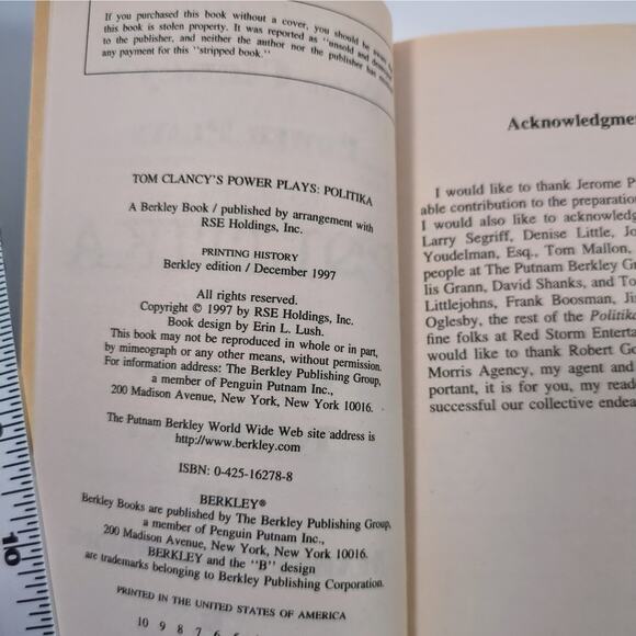 Power Plays Politika Paperback w CD-ROM Created by Tom Clancy & Martin Greenberg - Picture 5 of 5